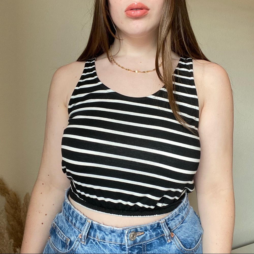 black and white striped crop top